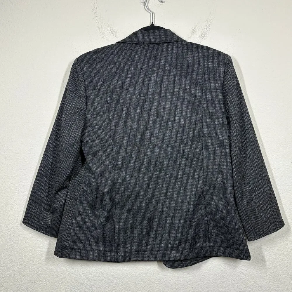 Ecru Womens 8 One Button Single Breasted Blazer Jacket Black Ivory Split Sleeves